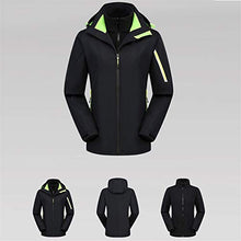 Load image into Gallery viewer, Thenxin Women Waterproof Jacket Warm Hooded Zipper Outdoor Hiking Climbing Windbreaker(Black,XXL)