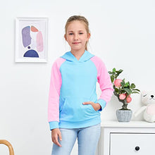 Load image into Gallery viewer, JESKIDS Girls Pullover Hoodie Sweatshirt Colorblock Long Sleeve Outfit Tops with Pocket 8-9 T Blue