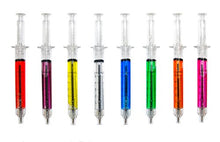 Load image into Gallery viewer, 8 Syringe Designed Pens, 8 Different Coloured Syringe Pen All Black Ink Great for Nurse Costume or Doctor Gift