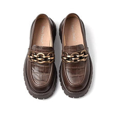 Load image into Gallery viewer, Beau Today Loafers for Women with Chains Chunky Platform Lug Sole Slip On Shoes Brown 6