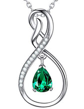 Load image into Gallery viewer, Fine Jewelry Emerald Necklace Birthday Gifts for Wife Mom Women Infinity Love Pendant Jewelry Gifts for Women Daughter Teen Girls Sterling Silver