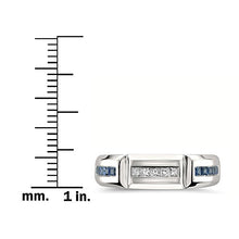 Load image into Gallery viewer, La4ve Diamonds 14k White Gold Princess-Cut Diamond & Blue Sapphire Men's Wedding Band Ring (5/8 cttw, I-J, SI2-I1), Size 9.5