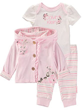 Load image into Gallery viewer, Calvin Klein Baby Girls' 3 Pieces Hooded Jacket Set, Barely Pink/Stripes/Snow White, 24M