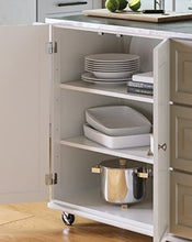 Load image into Gallery viewer, Homestyles Kitchen Cart with Stainless Steel Metal Top Rolling Mobile Kitchen Island with Storage and Towel Rack 54 Inch Width Off White