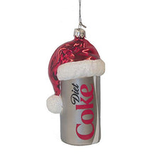 Load image into Gallery viewer, Kurt Adler CC4163 Glass Diet Coke Can Ornament with Santa Hat, 4.5"