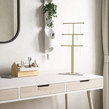 Load image into Gallery viewer, Umbra Trigem Hanging Organizer – 3 Tier Table Top Necklace Holder, Box Display with Jewelry Tray Base, Brass