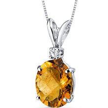 Load image into Gallery viewer, 14 Karat White Gold Oval Shape 2.25 Carats Citrine Diamond Pendant