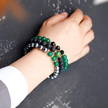 Load image into Gallery viewer, Lightock Triple Protection Bracelet Lava Rock/Terahertz/Green Agate 8mm Beads Healing Energy Crystal Essential Oil Diffuses Yoga Friendship Bracelets(3pcs)