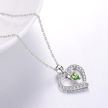 Load image into Gallery viewer, Necklace Birthday Gifts for Wife Mom Peridot Jewelry Women Teen Girls Sterling Silver Love Heart Necklace Anniversary Gifts