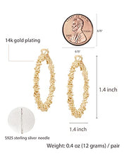 Load image into Gallery viewer, 14K Gold Plating Exaggerated Fashion Irregular Thorn Shape Big Circle Earrings with S925 Silver Needle for Girl/Boys Gifts Valentines/Birthday/ Anniversary / Mother’s Day