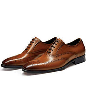 Load image into Gallery viewer, FRASOICUS Mens Dress Shoes Genuine Leather Brogue Oxford Formal Shoes for Men 8 Brown