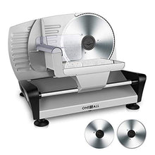 Load image into Gallery viewer, Meat Slicers Electric, Food Deli Slicers with Two 7.5” Serrated Stainless Steel Blade Upgrade Precisely Cuts Meat, Cheese, Bread, Fruit & Veggies, Adjustable Thickness Dial, Non-Slip Feet (2 Blade)