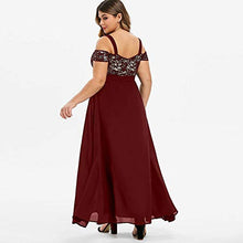 Load image into Gallery viewer, Aniywn Plus Size Dress Women Off Shoulder Chiffon Lace Long Dress Floral Lace Party Evening Gown Maxi Dress Wine