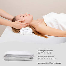 Load image into Gallery viewer, ForPro Premium Microfiber 3-Piece Massage Sheet Set, White, Ultra-Light, Stain and Wrinkle-Resistant, Includes Massage Flat Sheet, Massage Fitted Sheet, and Massage Face Rest Cover
