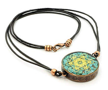 Load image into Gallery viewer, ZZYBIA Metatron's Cube Merkaba Orgone Pendant EMF protection with Turquoise