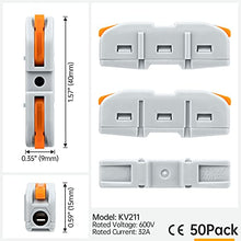 Load image into Gallery viewer, GKEEMARS 50 Pcs Lever Wire Nut Connector, 1 Conductor Compact Wire Connectors Splicing Connectors for Circuit Inline 28-12 AWG
