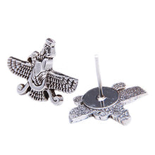 Load image into Gallery viewer, Silver Pt Farvahar Earrings Iranian Persian Farohar Earring Iran Persia Gift (Push Back)