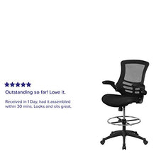 Load image into Gallery viewer, Flash Furniture Mid-Back Black Mesh Ergonomic Drafting Chair with Adjustable Foot Ring and Flip-Up Arms