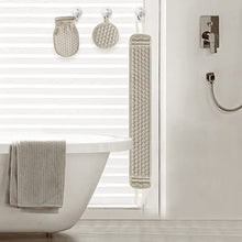 Load image into Gallery viewer, Suntee Exfoliating Back Scrubber for Shower, 3 PCS Loofah Back Scrubber with Exfoliating Glove and Sponge Pad Set, Long Deep Clean Back Washer Bath Shower Scrubber for Men and Women (36.5*4.5 inch)