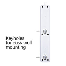 Load image into Gallery viewer, GE Power Strip Surge Protector, 6 Outlets, Flat Plug, 2ft Power Cord, Wall Mount, White, 40532