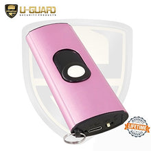 Load image into Gallery viewer, Micro Stun Gun Keychain Pepper Spray Self Defense Kit Bundle. Personal Non Lethal Weapons For Women Or Men. High Volt Rechargeable Keychain Stun Gun & Key Ring Max Strength Pepper Defense Spray (PINK)