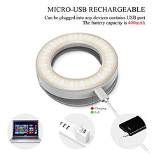 Load image into Gallery viewer, Selfie Ring Light, Rechargeable Selfie Fill Light with Retaining Clip On, Video Conference Light for Phone, Laptop, Zoom Meeting, Make up
