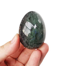 Load image into Gallery viewer, Gemgogo Synthetic Moss Agate Egg-Shape Meditation Chakra and Home Decor Balancing Gemstone and Crystals Figurines Kit,1.5"x 1.05"Reiki Healers and Yoga Practioner,with Wooden Stand