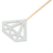 Load image into Gallery viewer, Pack of 40 Cupcake Toppers Silver Glitter Diamond Toppers Dessert Cake Decoration for Wedding Birthday Party