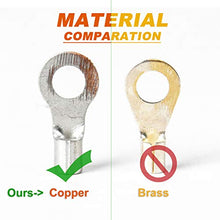 Load image into Gallery viewer, RockDIG 260PCS AWG 22-16 16-14 12-10 Copper Ring Fork Terminals Tin Plated Non-Insulated Electric Wire Connectors