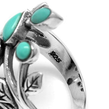 Load image into Gallery viewer, Silvershake Created Green Turquoise 925 Sterling Silver Leaf Vintage Style Ring Size 6