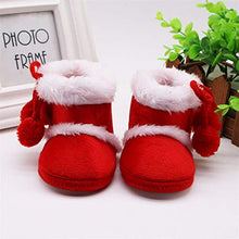 Load image into Gallery viewer, Infant Newborn Baby Girls Plus Velvet Warm Cotton Boots Winter Bandage Hairball Warm Booties (Red, Age:6~12 M)