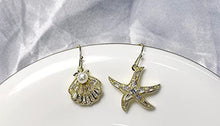 Load image into Gallery viewer, Sea star/Starfish and Shell Shape with Natural Freshwater Pearl and Zircon, 14K Gold Plating Dangle Earrings for Women Girl Gifts Valentines/Birthday/Anniversary/Mothers Day