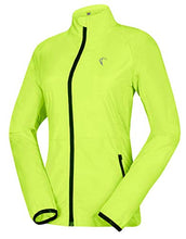 Load image into Gallery viewer, Shelcup Women's Packable Windbreaker Jacket, Lightweight and Visible, Active Cycling Running Skin Coat, Fluorescent green L