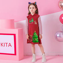 Load image into Gallery viewer, VIKITA Girls Hooded Dress Christmas Winter Long Sleeve Cotton Casual Hood Dress,LH4307 5T
