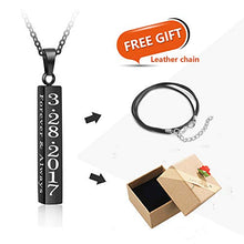Load image into Gallery viewer, Love Jewelry Personalized Couple Stainless Steel Necklace Engraved Initial Name Vertical Bar Necklace Birthday Gift (Black)