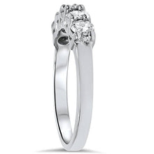 Load image into Gallery viewer, 1ct Five Stone Genuine Round Diamond Wedding Anniversary Ring 14K White Gold - Size 7