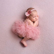 Load image into Gallery viewer, Newborn Photography Props Outfits Baby Girls Tutu Skirt with Diaper Cover Pink Tulle Fluffy Tutu for Baby Girl Baby Girls Soft Tutu Skirt Headband Set
