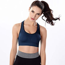 Load image into Gallery viewer, 3 Pack Women Racerback Sports Bras High Impact Workout Yoga Gym Fitness Bra (Black+Blue+Navy, XX-Large)