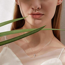 Load image into Gallery viewer, FANCIME White Gold Plated 925 Sterling Silver 0.13ct Moonstone June Birthstone Open Loop Celtic Cross Crucifix Infinity Pendant Necklace For Women Girls, 16" + 2" Extender