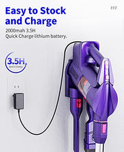 Load image into Gallery viewer, Vacuum Cleaner, LERIZOM 24Kpa Powerful Cordless Vacuum Cleaner with 40 min Max Long Runtime Detachable, Rechargeable Stick Vacuum Cleaner for Pet Hair, Home, Hard Floor, Carpet, 250W, Purple
