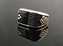 Load image into Gallery viewer, KAR 925K Stamped Sterling Silver Black Onyx w/ 36 Cubic Zircone Stone Men's Ring K7A (8)