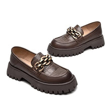 Load image into Gallery viewer, Beau Today Loafers for Women with Chains Chunky Platform Lug Sole Slip On Shoes Brown 6