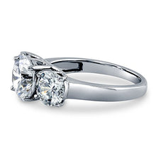 Load image into Gallery viewer, BERRICLE Rhodium Plated Sterling Silver Round Cubic Zirconia CZ 3-Stone Anniversary Engagement Ring 3.72 CTW Size 6.5