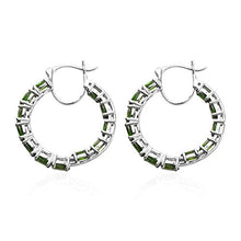 Load image into Gallery viewer, 925 Sterling Silver Platinum Plated Oval Chrome Diopside Hoops Hoop Earrings Jewelry for Women Ct 4.9