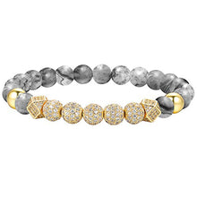 Load image into Gallery viewer, WFYOU 8mm Charm Beads Bracelet for Men Women Black Matte Onyx Natural Stone Beads, 7.5"