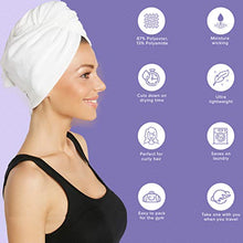 Load image into Gallery viewer, Turbie Twist Microfiber Hair Towel Wrap for Women and Men | 4 Pack | Bathroom Essential Accessories | Quick Dry Hair Turban for Drying Curly, Long & Thick Hair (Pink, Blue, Grey, White)