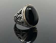 Load image into Gallery viewer, KAR 925K Stamped Sterling Silver Black Onyx Men's Ring I1I (11)