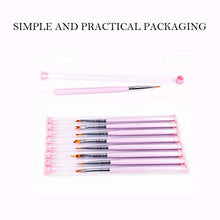 Load image into Gallery viewer, 8 Pcs Nail Brush Pen Gradient Painting Brush Set UV Gel Flower Drawing Pen Purple Handle Manicure Nail Art Polish Pen Tool