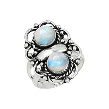 Load image into Gallery viewer, Moonstone Ring Size 7 Silver Plated Handmade Ring