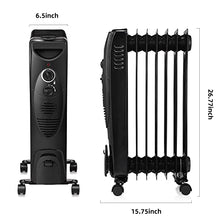 Load image into Gallery viewer, R.W.FLAME Oil Filled Radiator Heater - 3 Heat Settings, Adjustable Thermostat, Quiet and Portable Space Heater with Tip-over & Overheating Functions (27", Black)